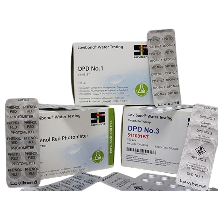 Lovibond-verpakking DPD nr. 1, DPD nr. 3 en PH 250 comprimidos