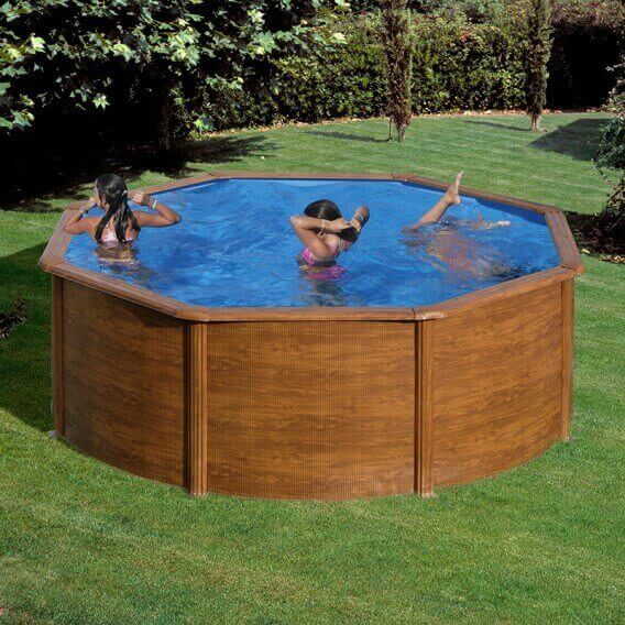 Detachable swimming pool Gre Sicilian circular imitation wood